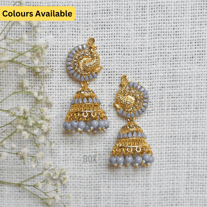 Majestic Gold Tone Peacock Jhumkas