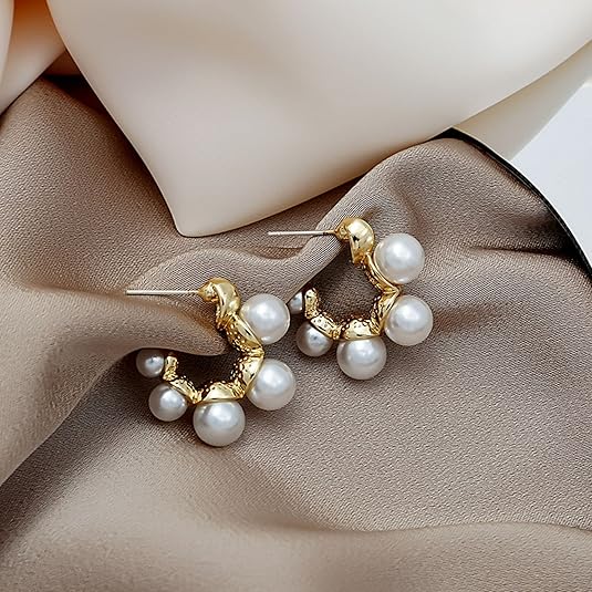 Chic Pearl Hoop Earrings