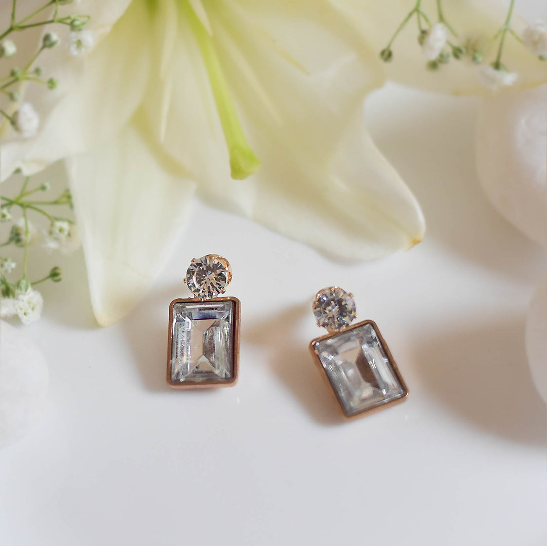 Geometric Stone Studded Earrings