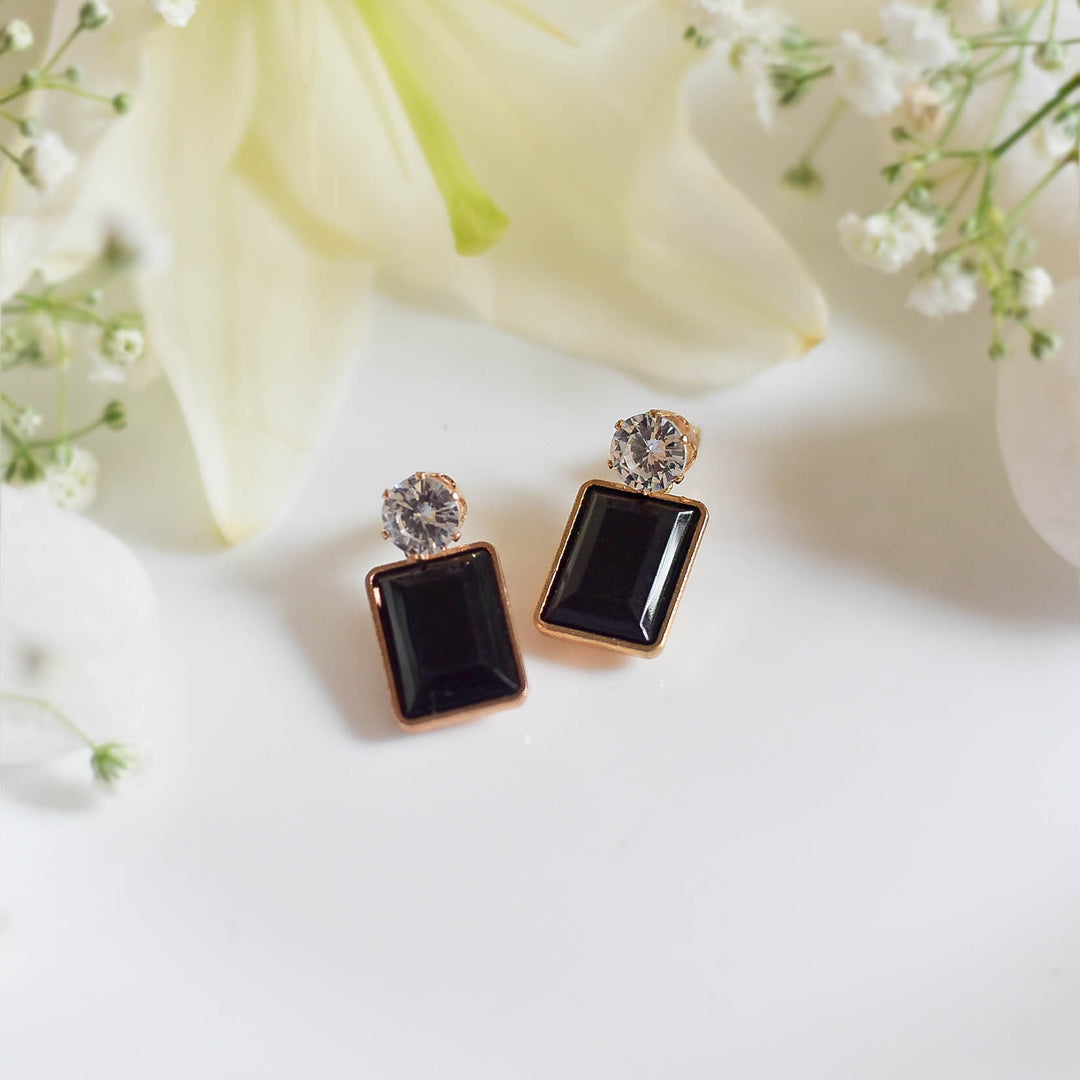 Geometric Stone Studded Earrings