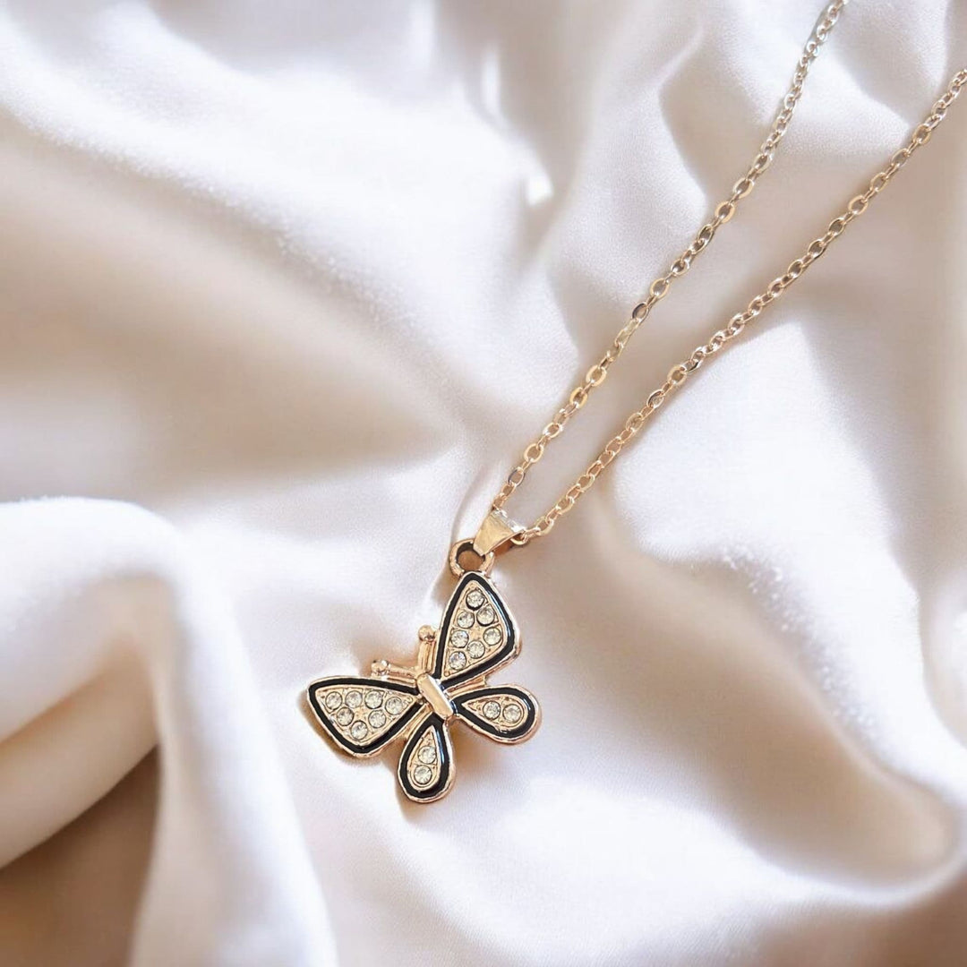 Crystal Butterfly Pendant Necklace
