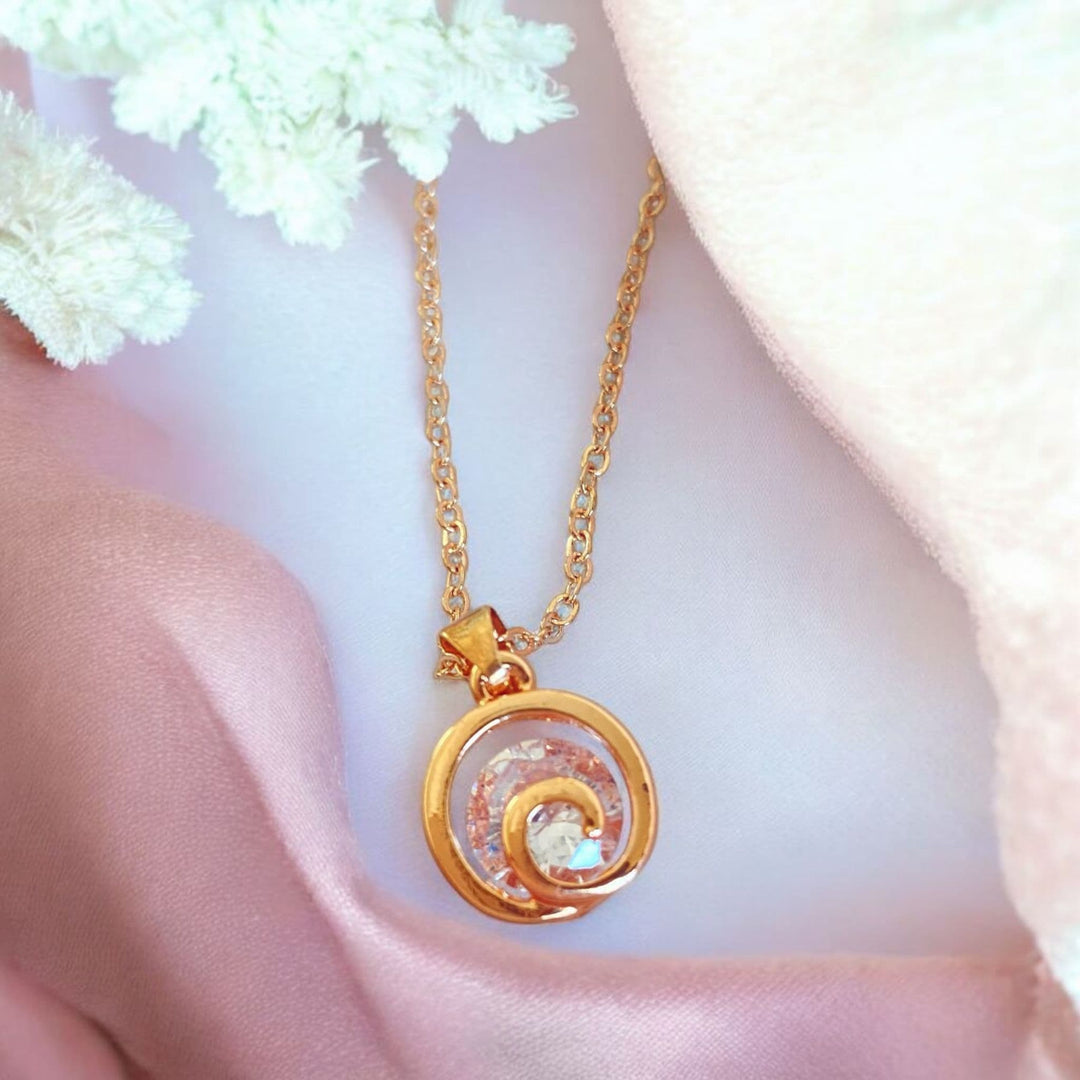 sparkling Swirl Rose Gold Necklace