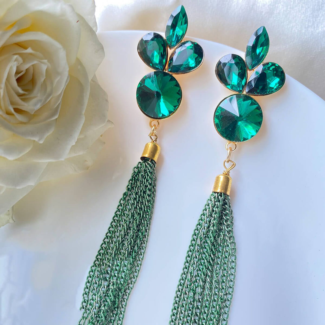 Alluring Crystal Tassel Earrings