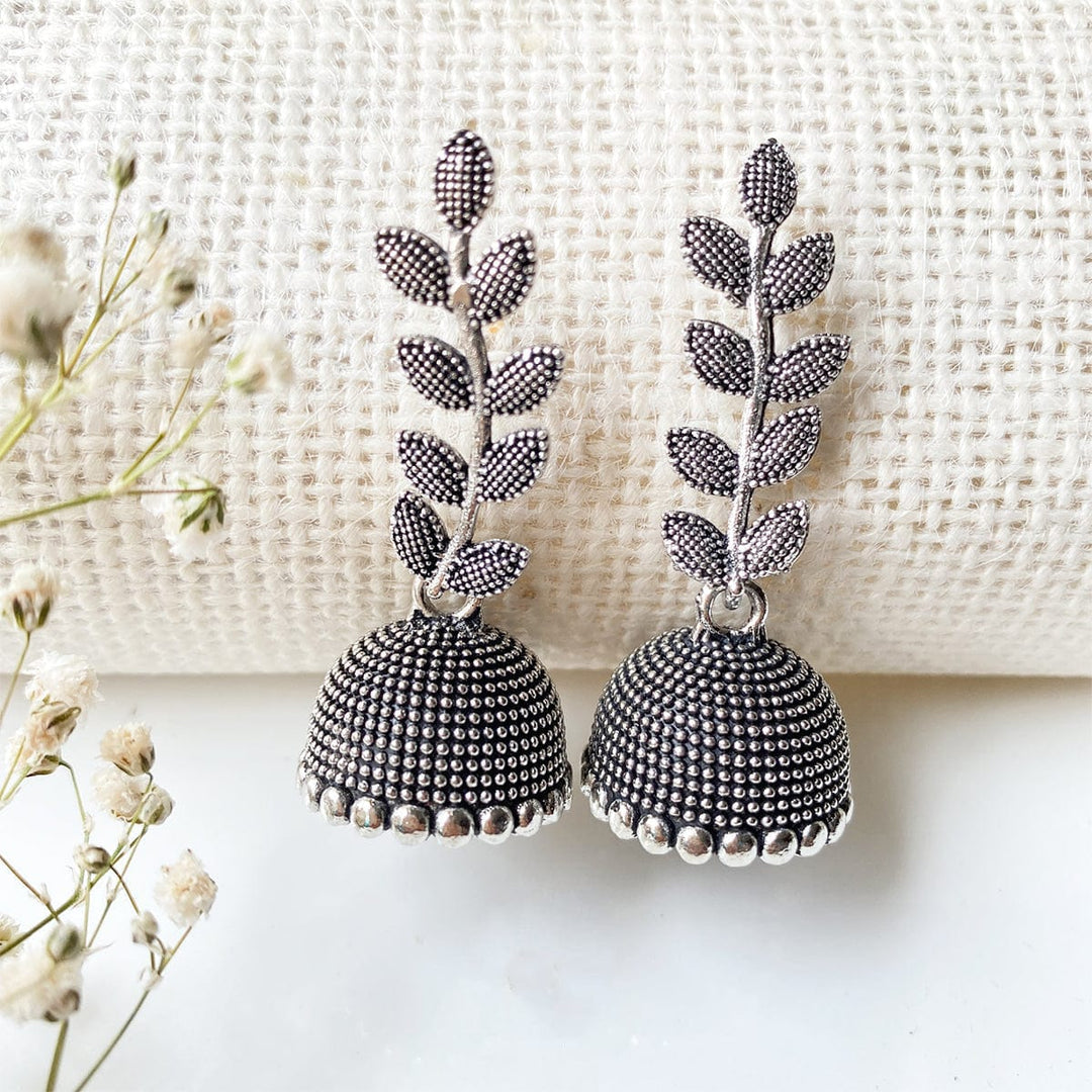 Beautiful Oxidised Leaf Design Jhumki Earrings