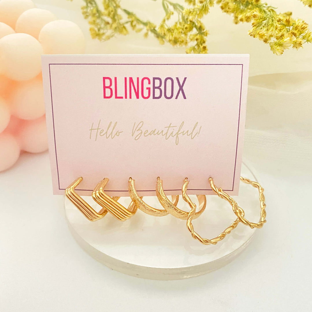 Trendy Gold Combo Earrings-Set of 3