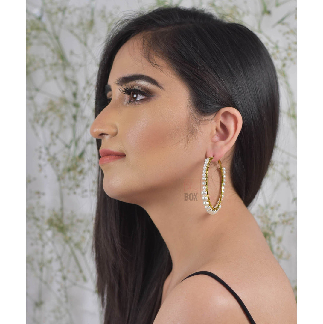 Classy Pearl Hoops
