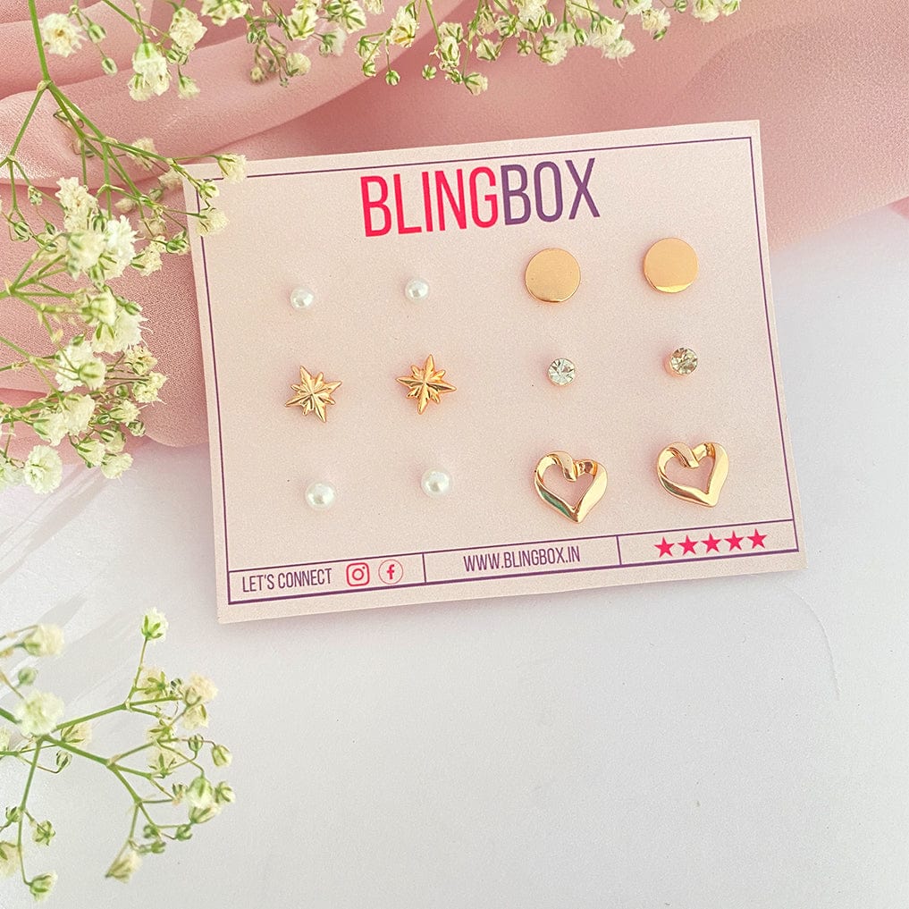 Bling Box Earring Set Twinkling Rose Gold Jewellery