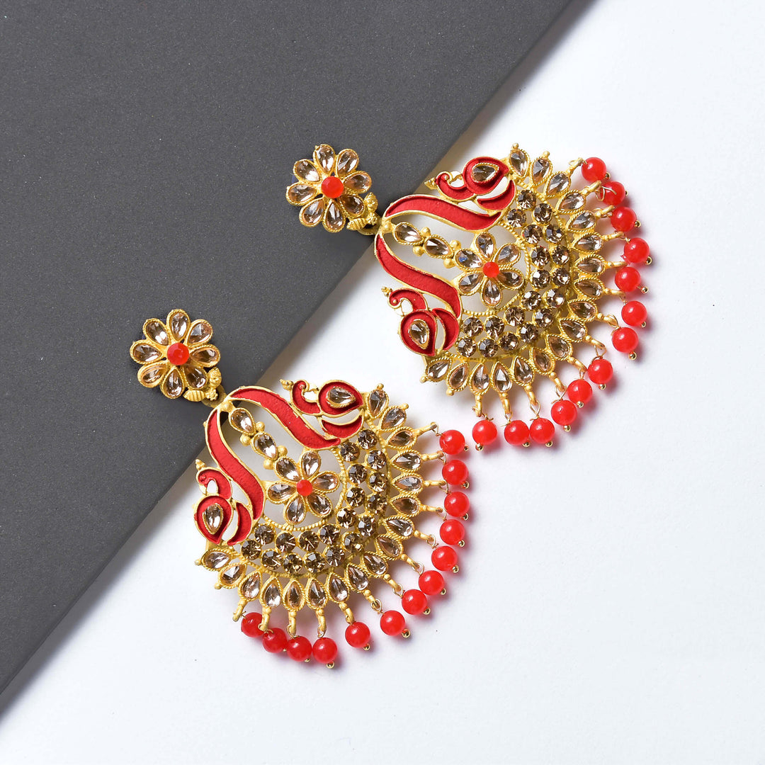 Gold Ethnic Chandbali Earrings