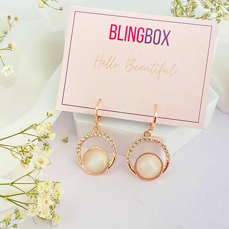 Circle Studded Opal Huggie Earrings