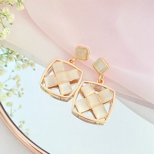 Square Opal Stud Earrings