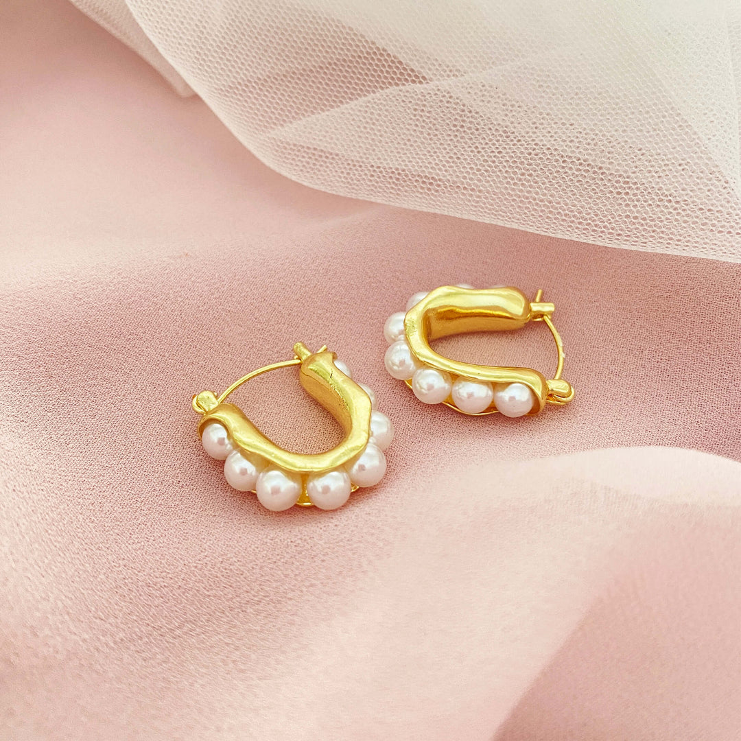Gold & Pearl Hoops