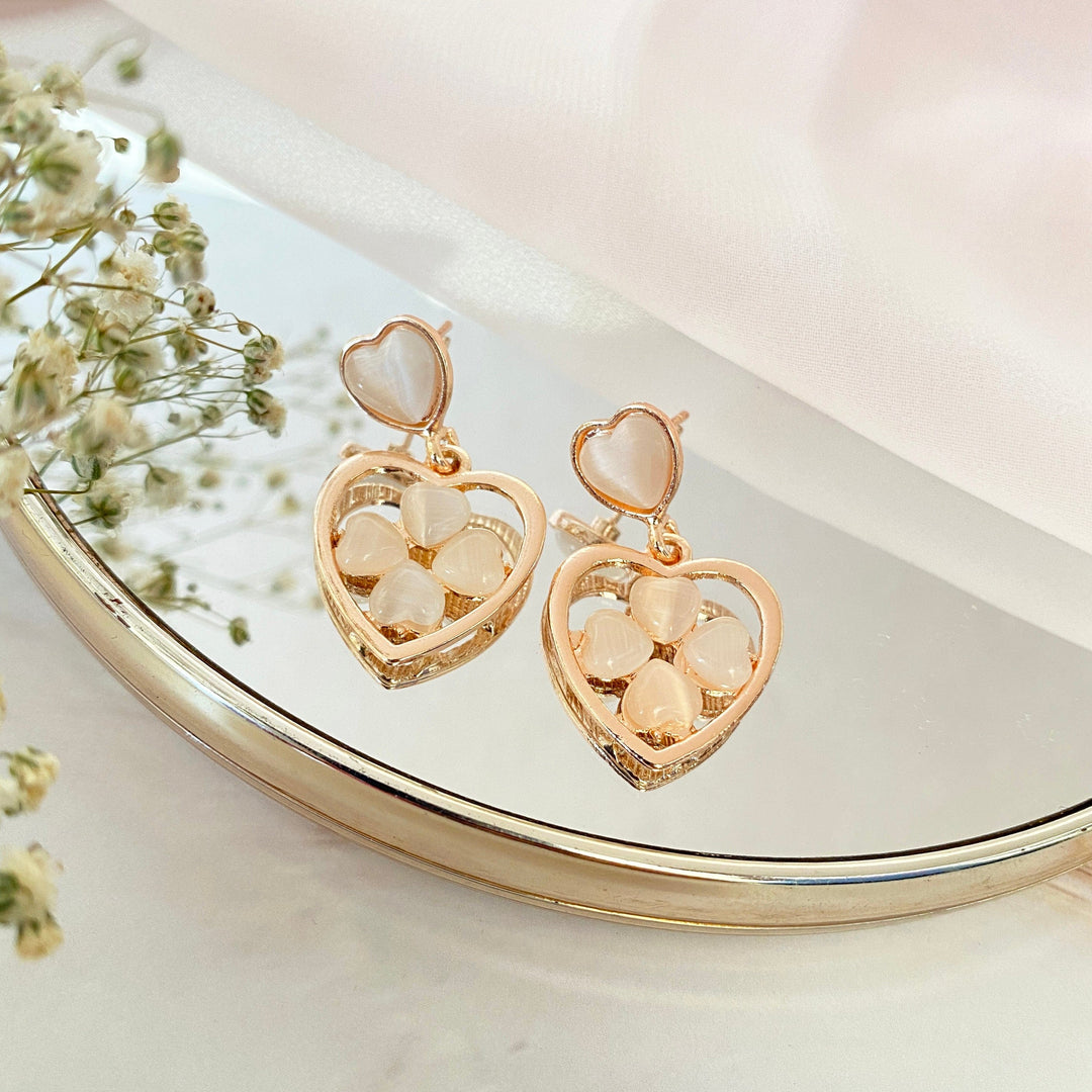 Heart Flower Studded Earrings