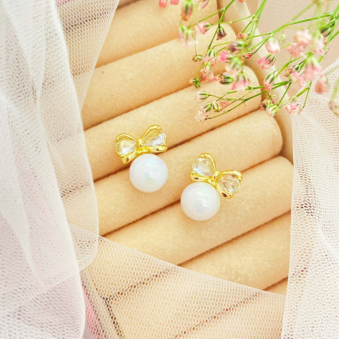 Pearl and Bow Earrings