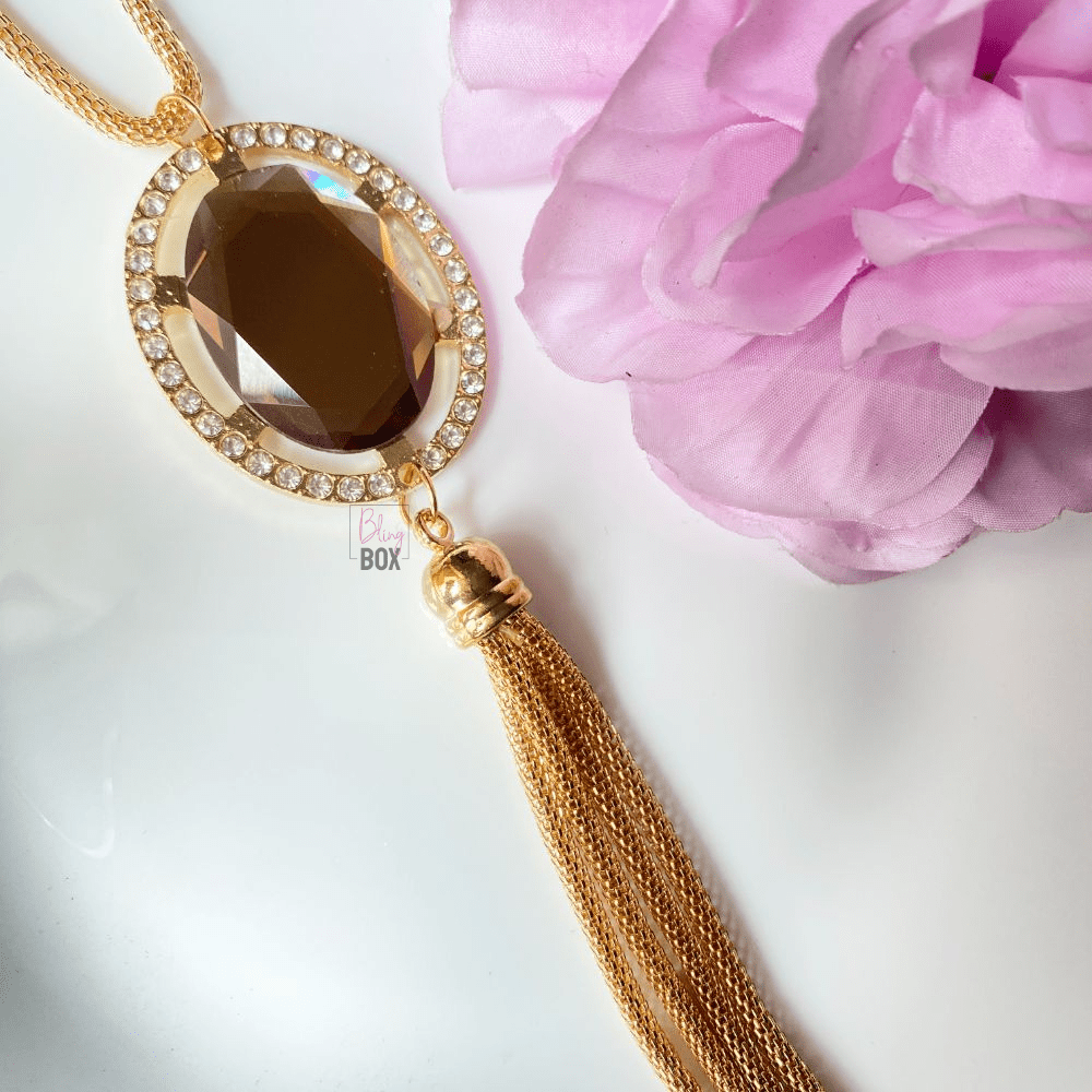 Bling Box Jewellery Amber Tassel Long Chain Jewellery