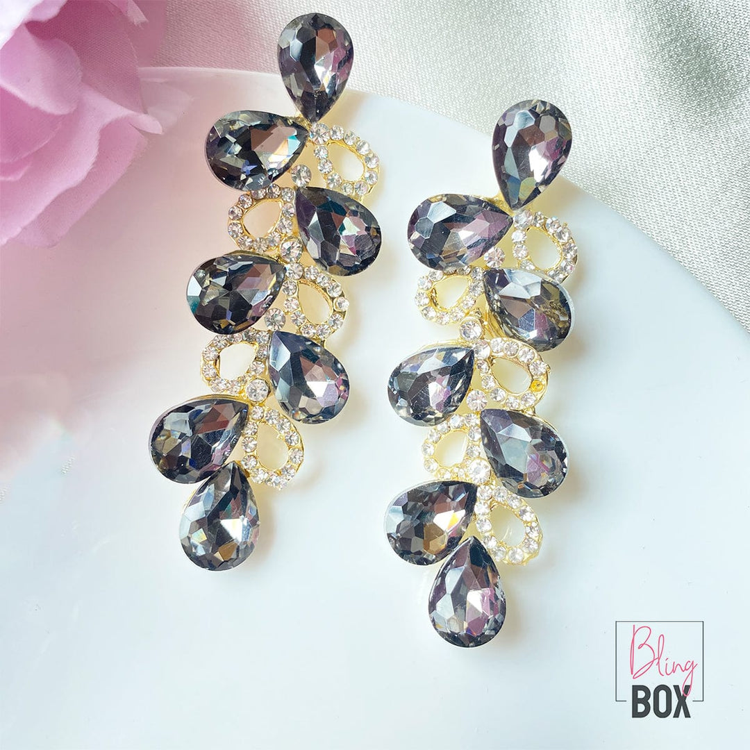 Bling Box Jewellery Black Cluster Party Earrings Jewellery