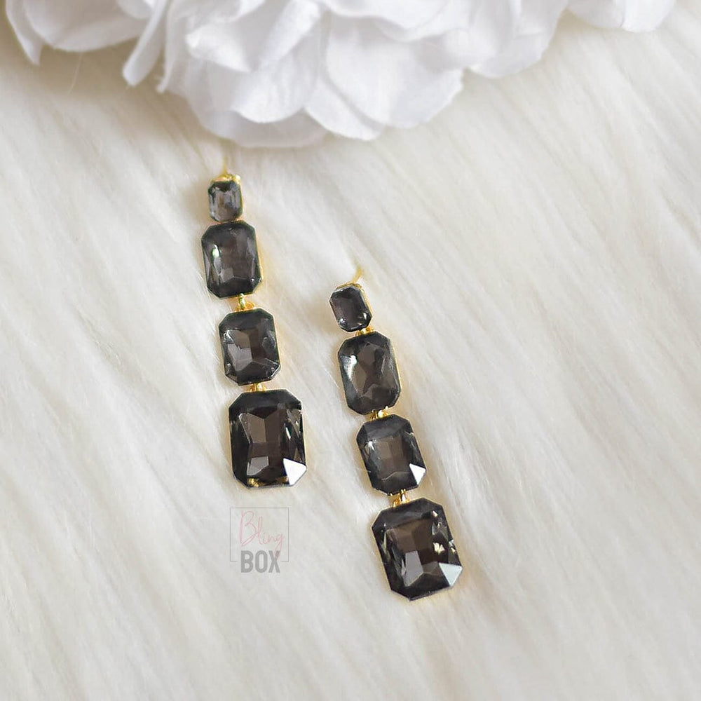 Bling Box Jewellery Black Drop Crystal Earrings Jewellery