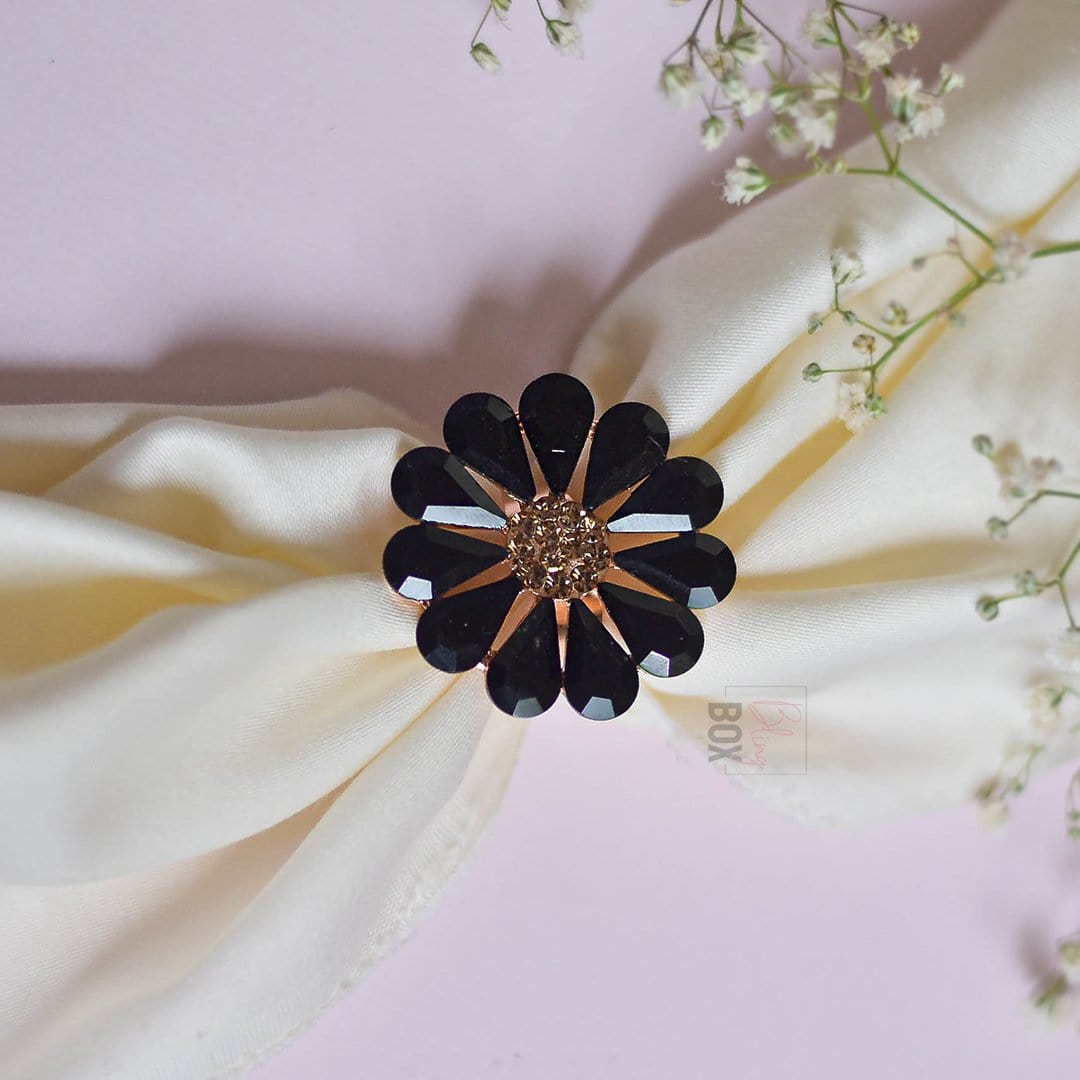 Bling Box Jewellery Black Floral Ring Jewellery