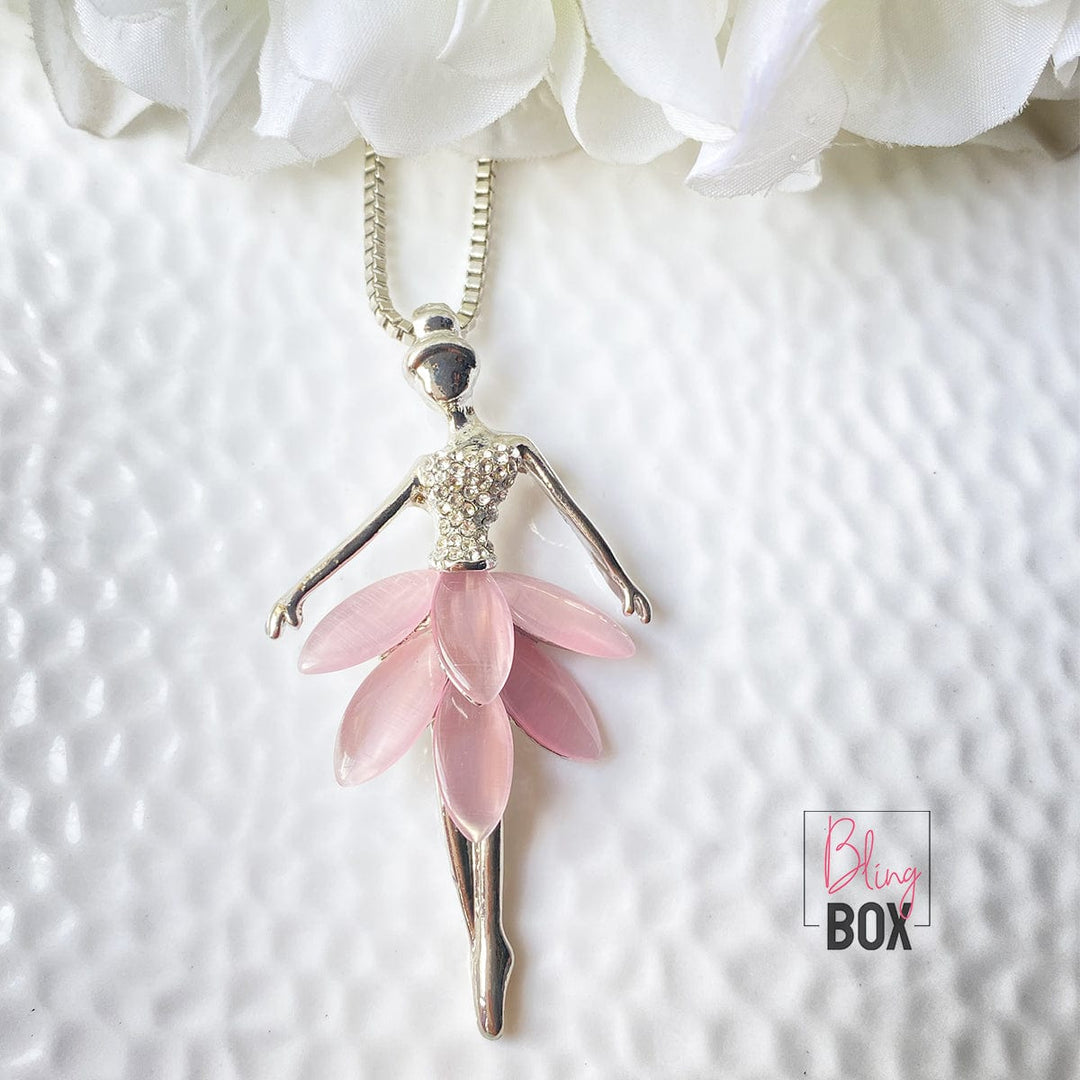 Bling Box Jewellery Blush Ballerina Silver Long Chain Jewellery 