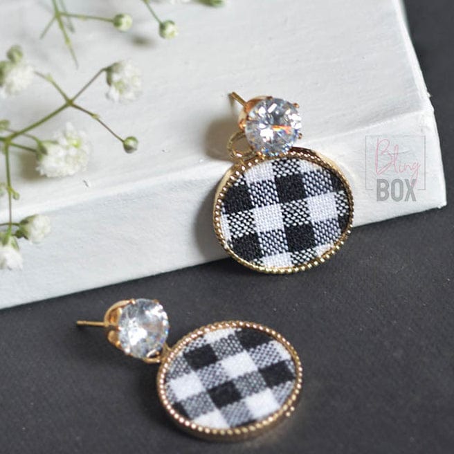 Bling Box Jewellery Checkered Circular Earrings Jewellery