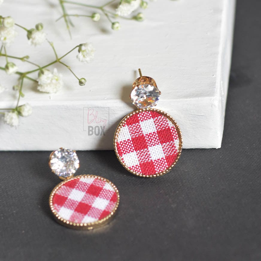 Bling Box Jewellery Checkered Circular Earrings Jewellery