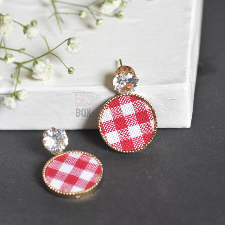 Bling Box Jewellery Checkered Circular Earrings Jewellery