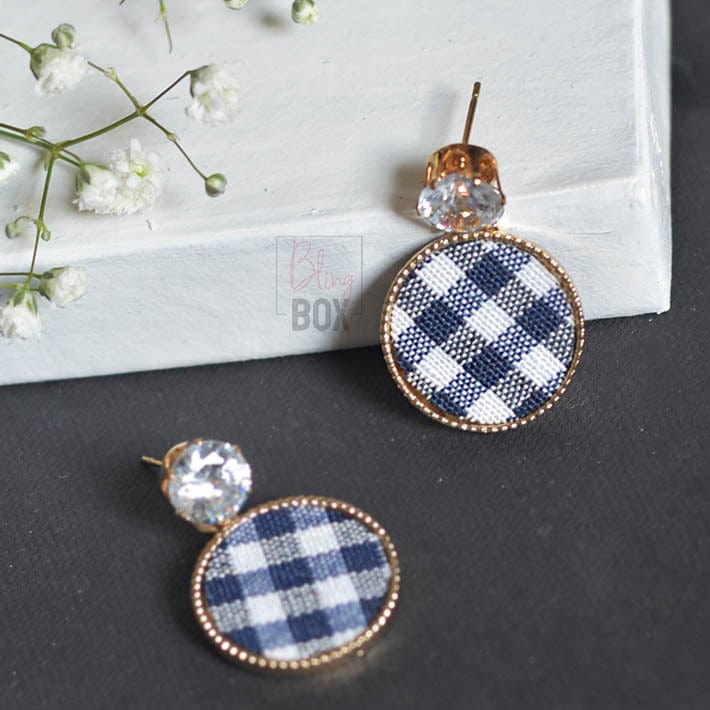 Bling Box Jewellery Checkered Circular Earrings Jewellery