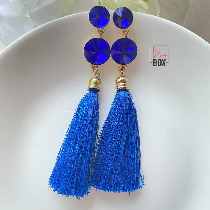 Bling Box Jewellery Crystal Circle Tassel Earrings Jewellery