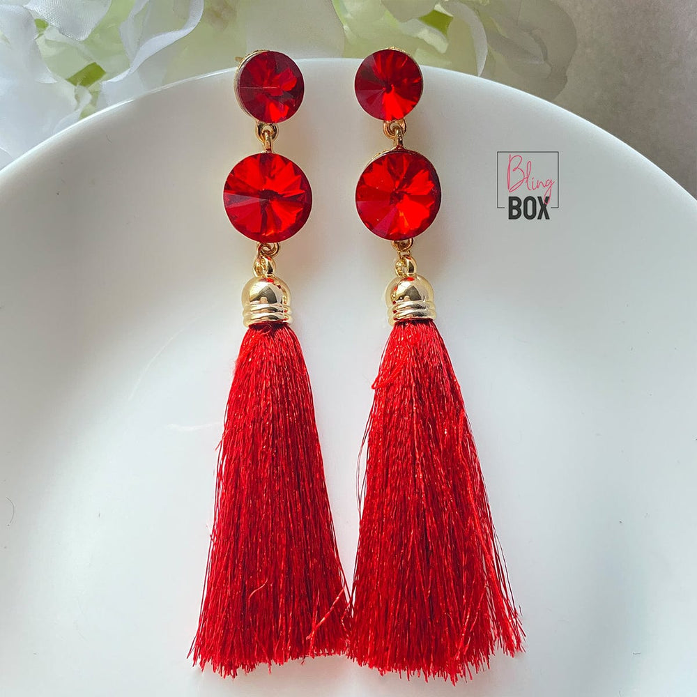Bling Box Jewellery Crystal Circle Tassel Earrings Jewellery