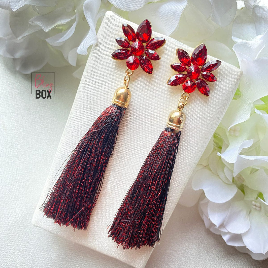Bling Box Jewellery Crystal Floral Tassel Earrings Jewellery