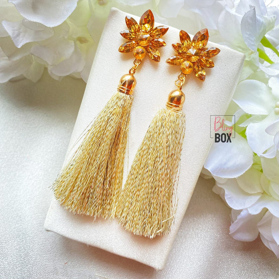 Bling Box Jewellery Crystal Floral Tassel Earrings Jewellery