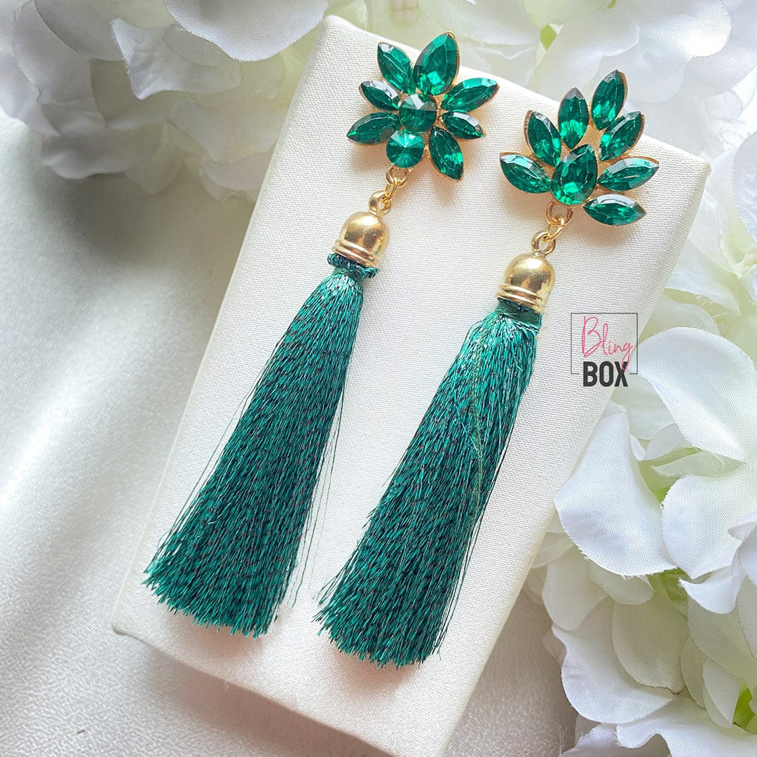 Bling Box Jewellery Crystal Floral Tassel Earrings Jewellery