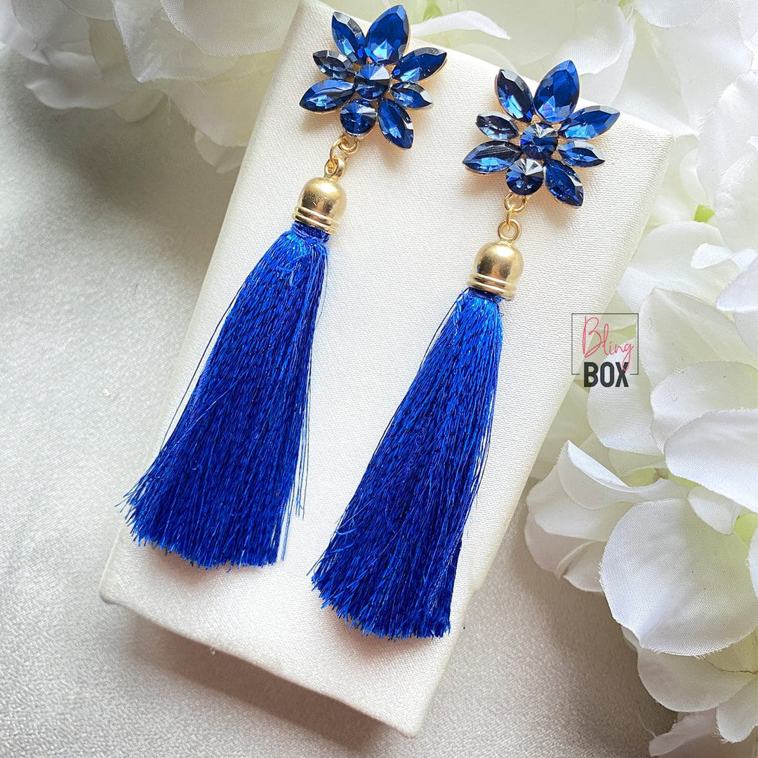 Bling Box Jewellery Crystal Floral Tassel Earrings Jewellery