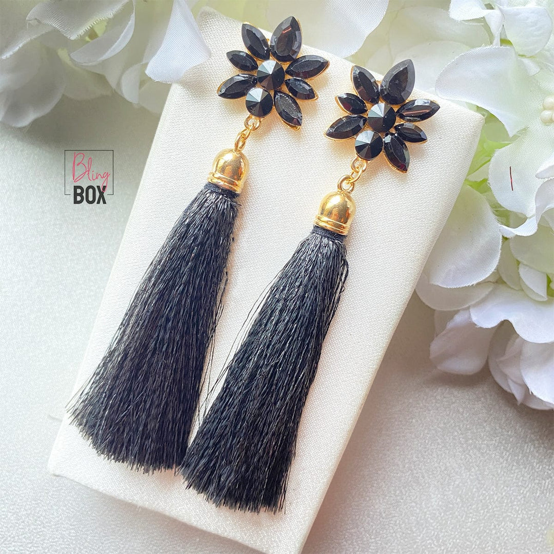 Bling Box Jewellery Crystal Floral Tassel Earrings Jewellery