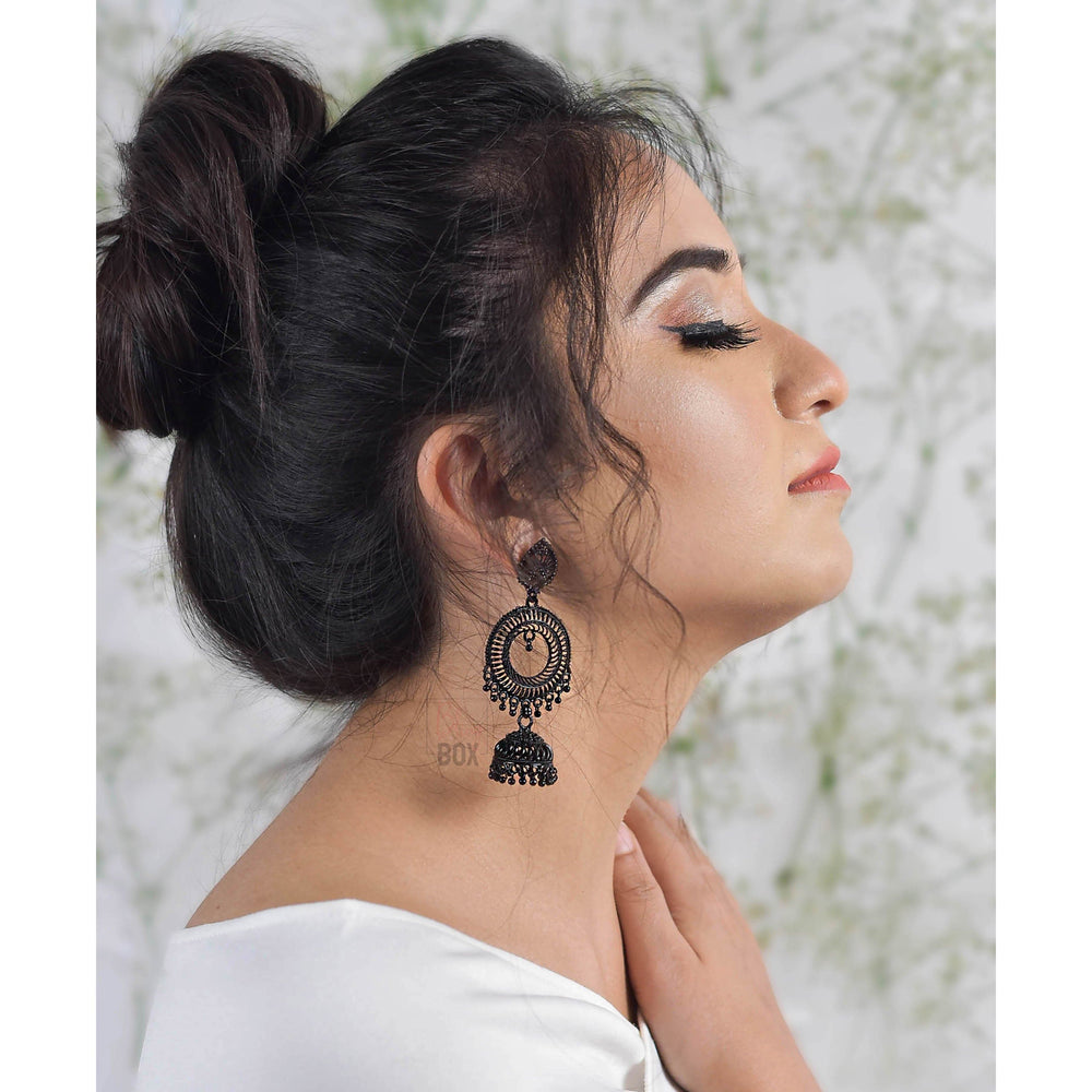 Bling Box Jewellery Designer Circular Black Jhumkas Jewellery