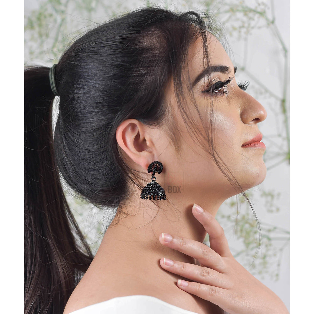 Bling Box Jewellery Elegant Peacock Black Jhumkas Jewellery