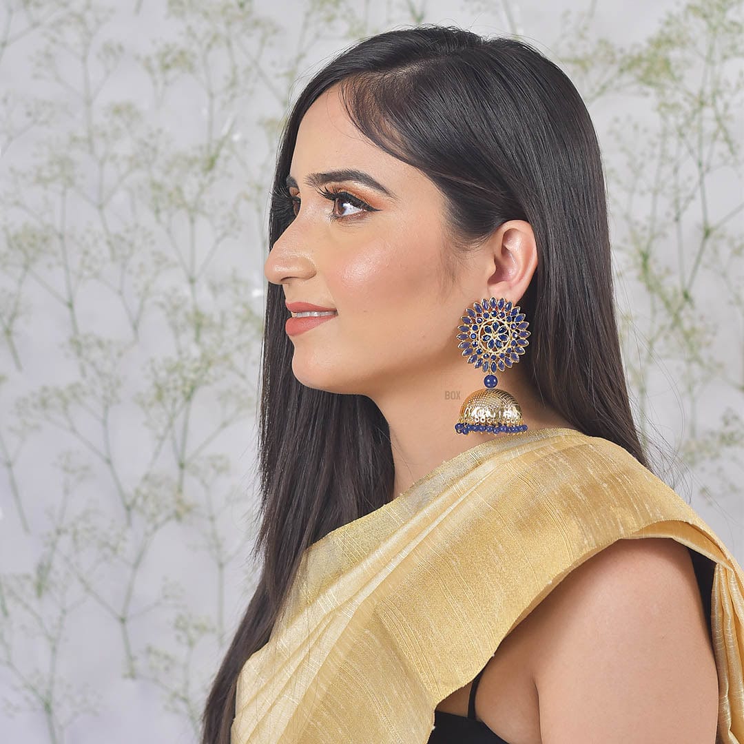 Bling Box Jewellery Embellished Trendy Circular Gold Jhumkas Jewellery