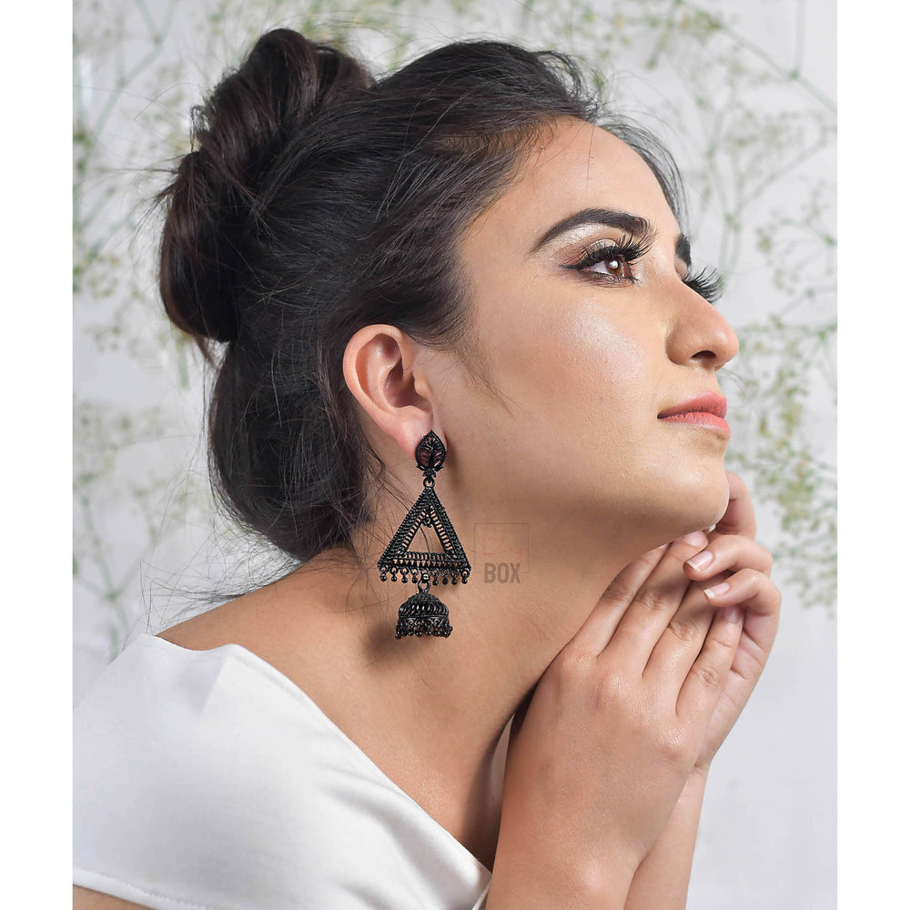 Bling Box Jewellery Fancy Triangular Black Jhumkas Jewellery