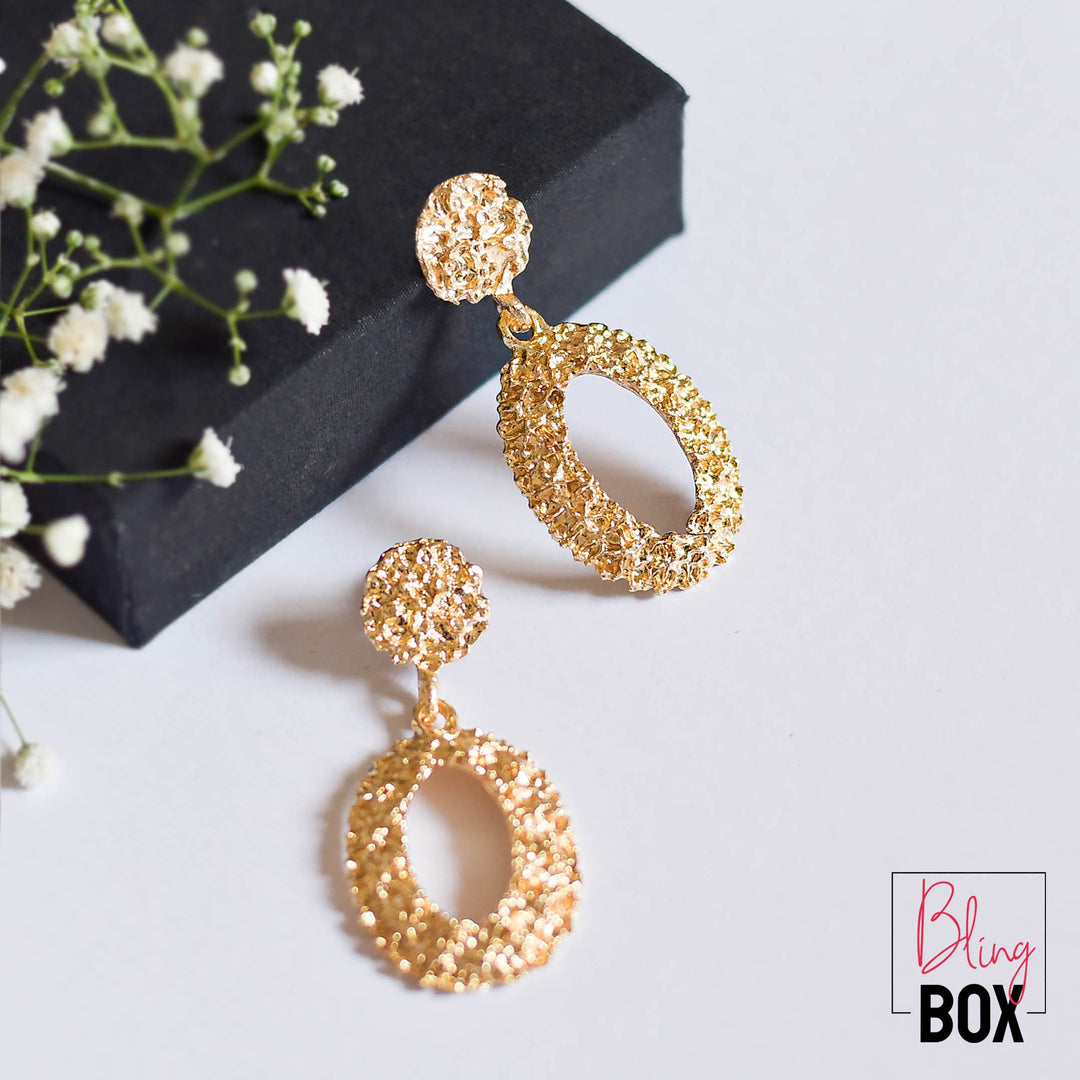 Bling Box Jewellery Geometric Oval Drop Earrings Jewellery