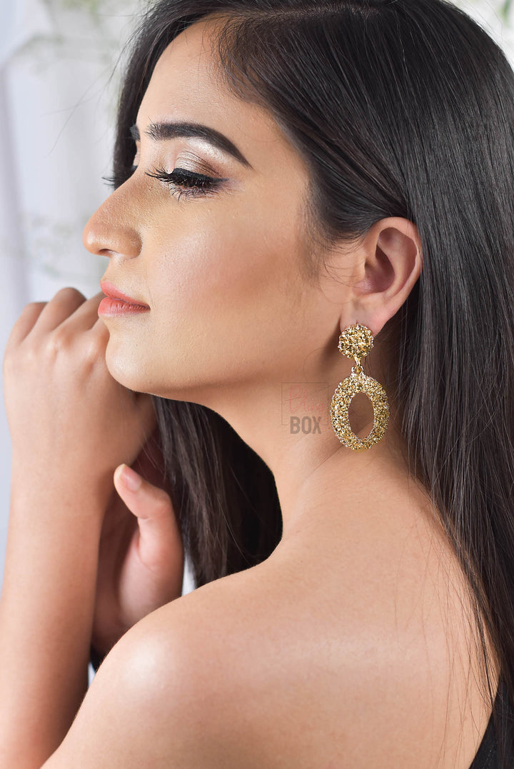 Bling Box Jewellery Geometric Oval Drop Earrings Jewellery