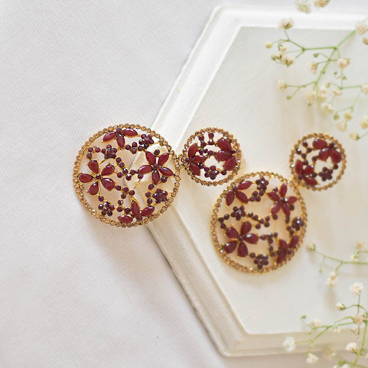 Bling Box Jewellery Gold Floral Stone Earrings Jewellery 