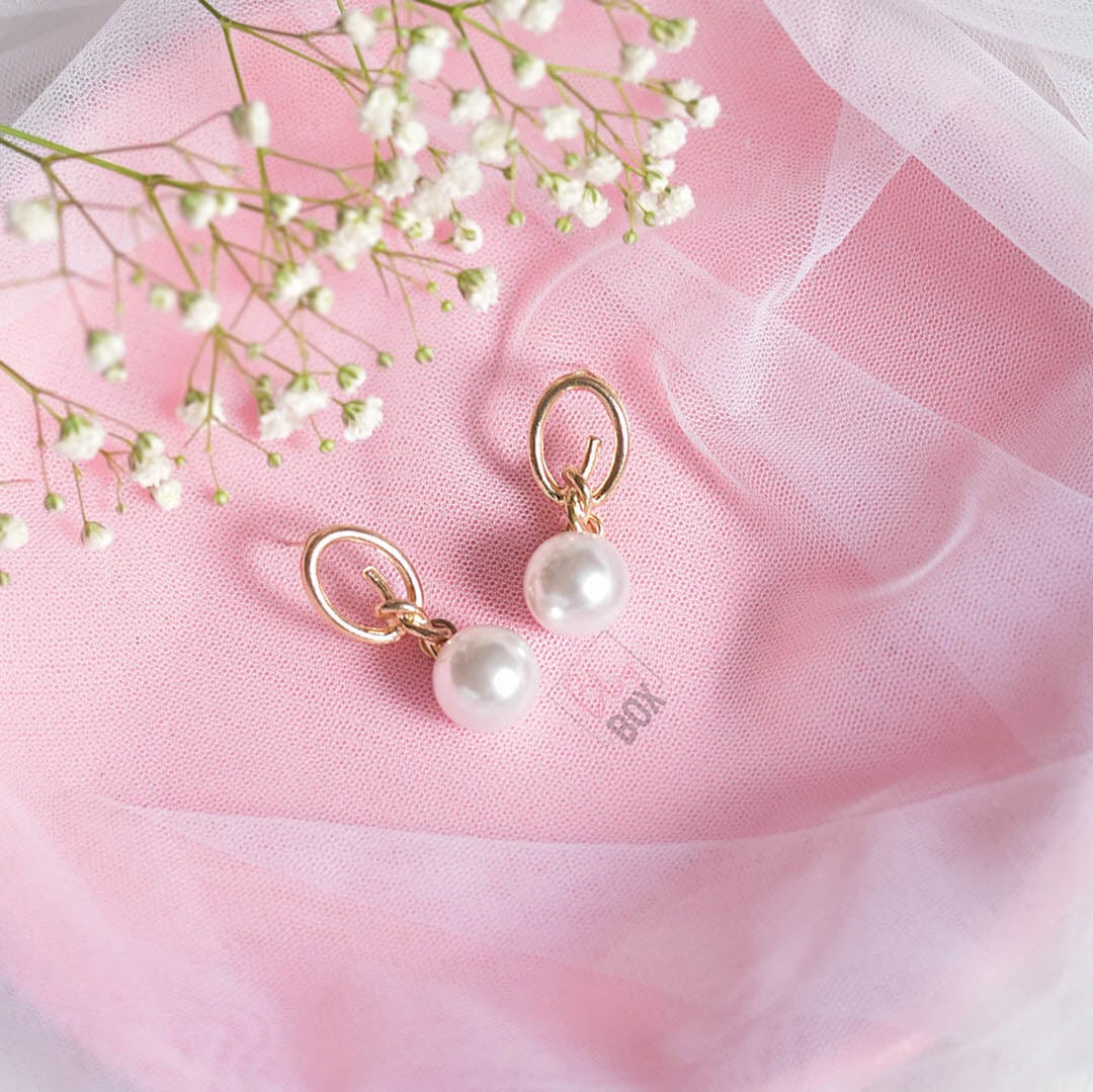 Bling Box Jewellery Golden Hoop and Pearl Earrings Jewellery