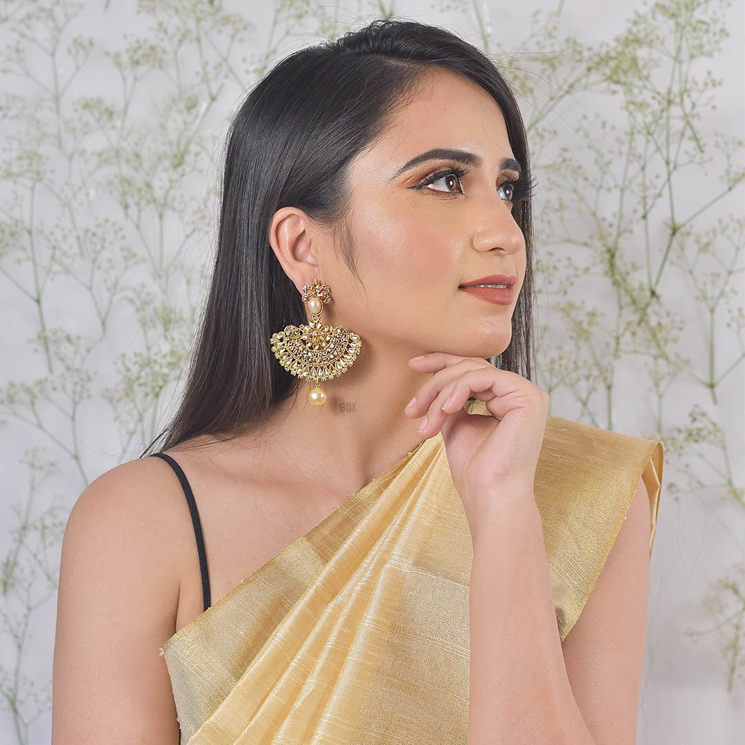 Long earrings on on sale saree