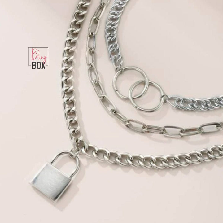 Bling Box Jewellery Infinity Layered Lock Necklace Jewellery