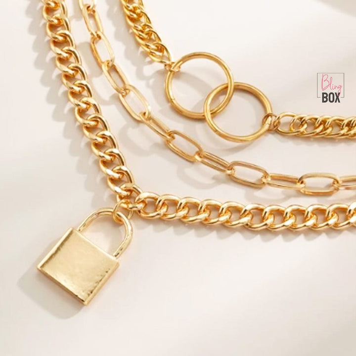 Bling Box Jewellery Infinity Layered Lock Necklace Jewellery