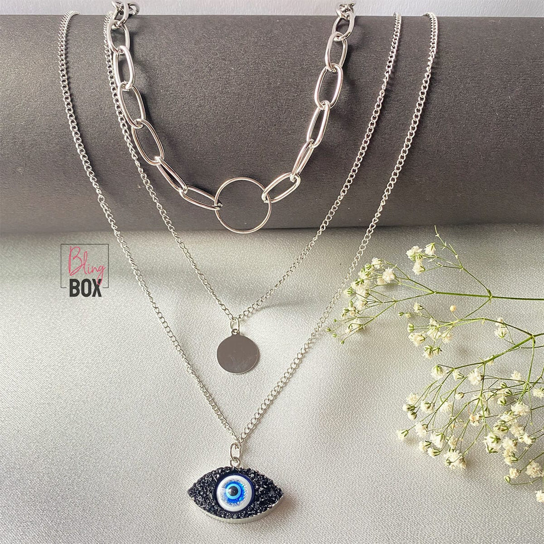Bling Box Jewellery Layered Evil-eye Necklace: Jewellery 