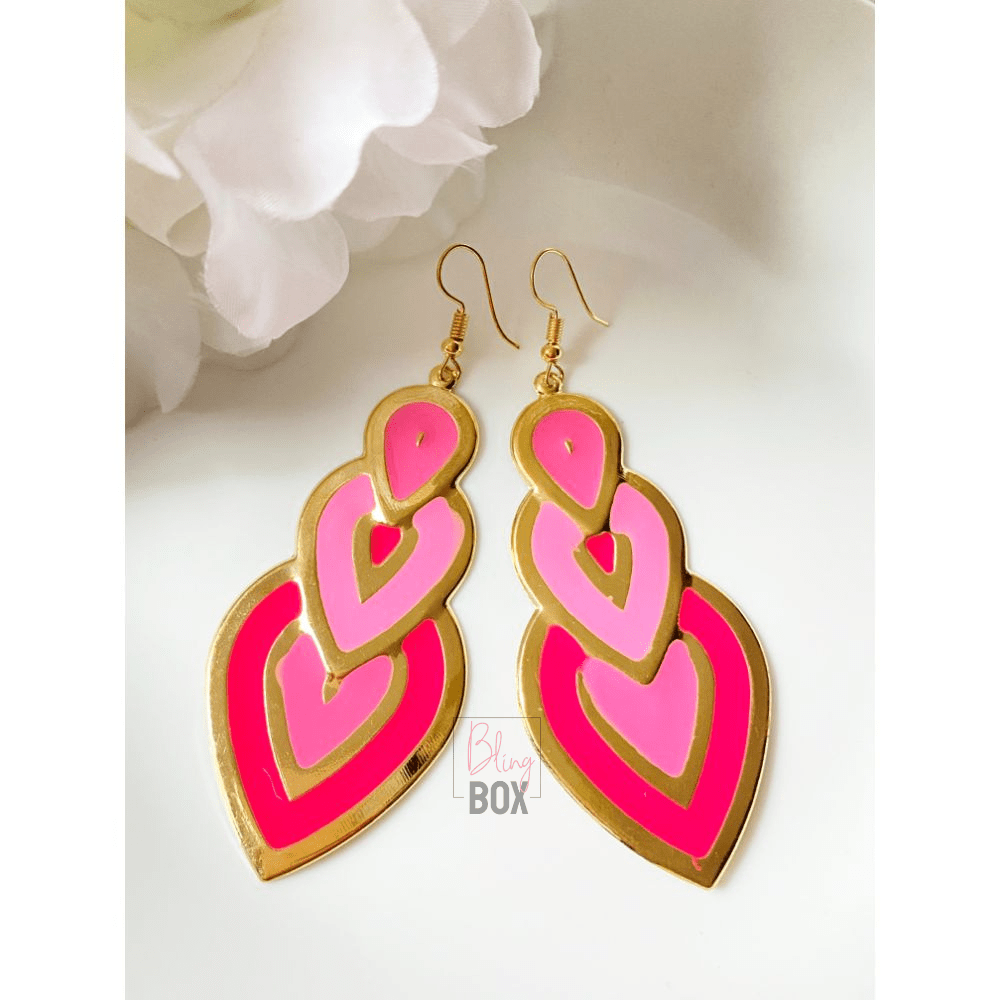 Bling Box Jewellery Leaf Drop Enamelled Earrings Jewellery