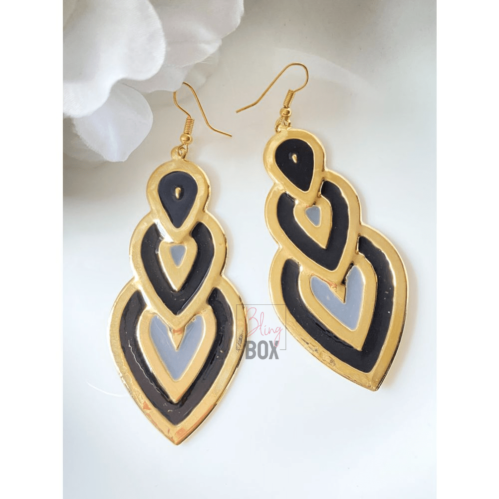 Bling Box Jewellery Leaf Drop Enamelled Earrings Jewellery