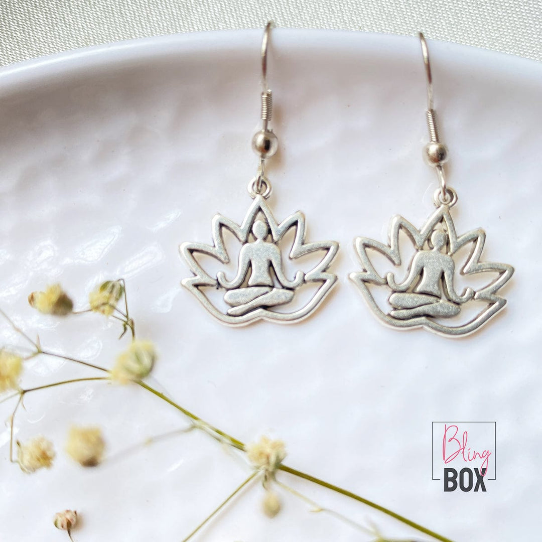 Bling Box Jewellery Lotus Buddha Charm Earrings Jewellery 