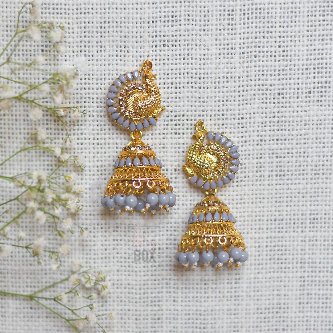 Bling Box Jewellery Majestic Gold Tone Peacock Jhumkas Jewellery