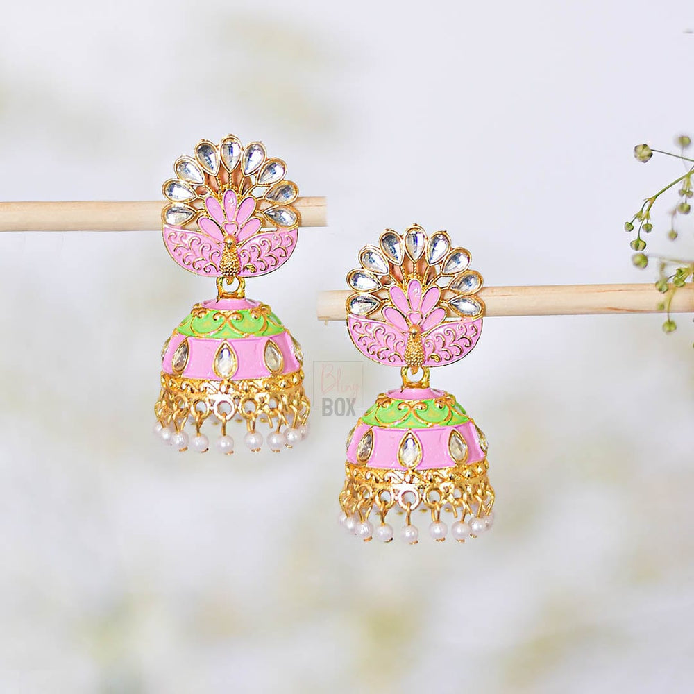 Bling Box Jewellery Peacock Meenakari Earrings Jewellery